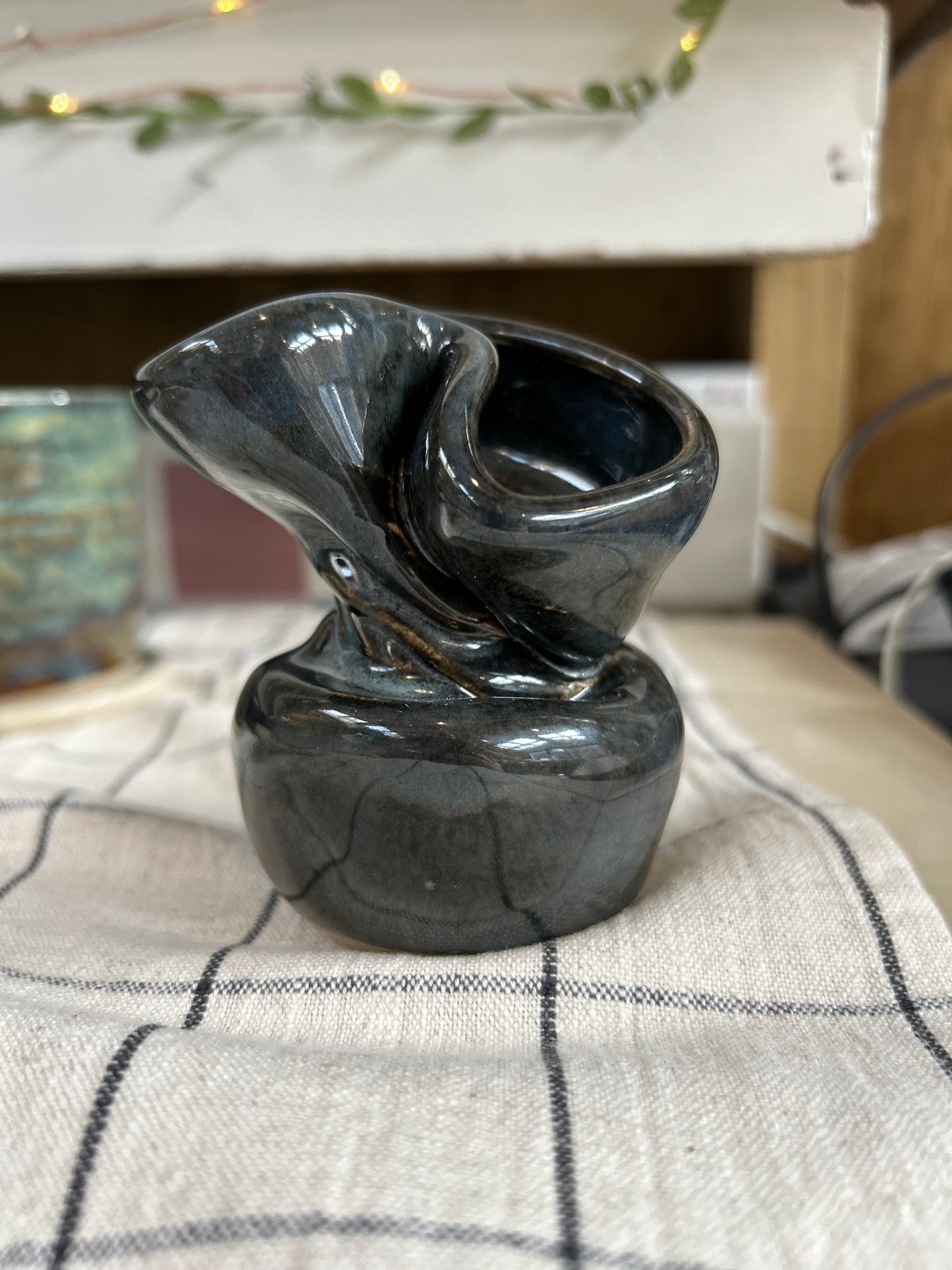 Dark Blue Twisted Vase