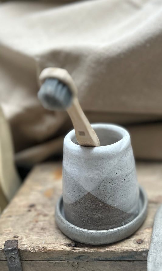 Toothbrush Holder Grey and White
