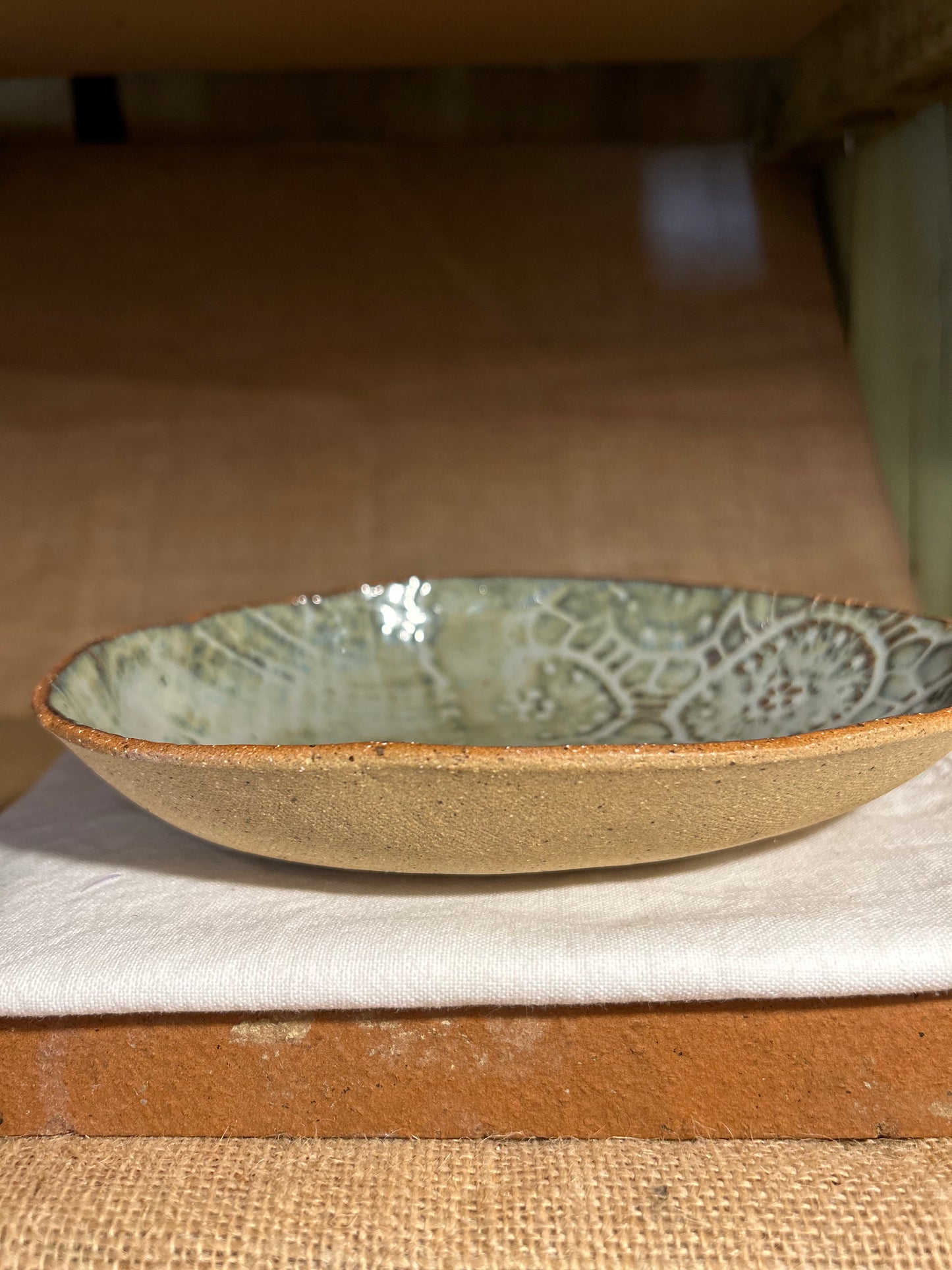 Grey Blue Oval Dish Plate