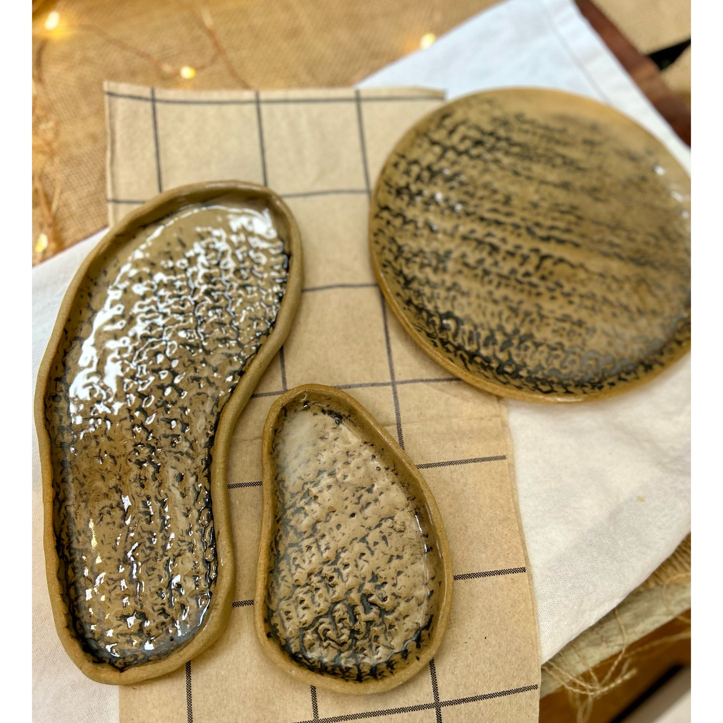 Brown Plate with Black Texture.