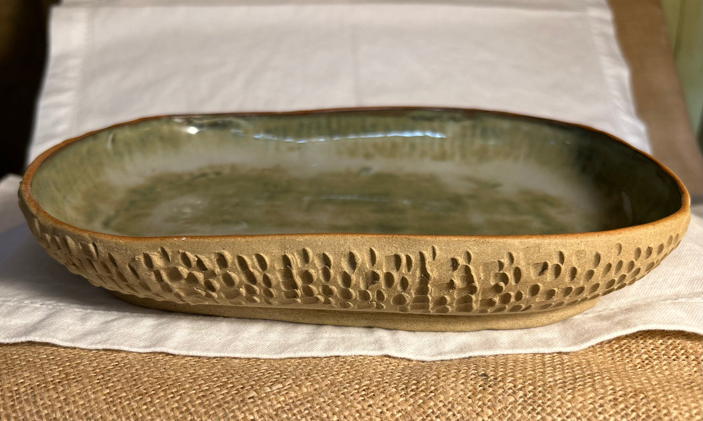 Copper Blue Large Oval Dish