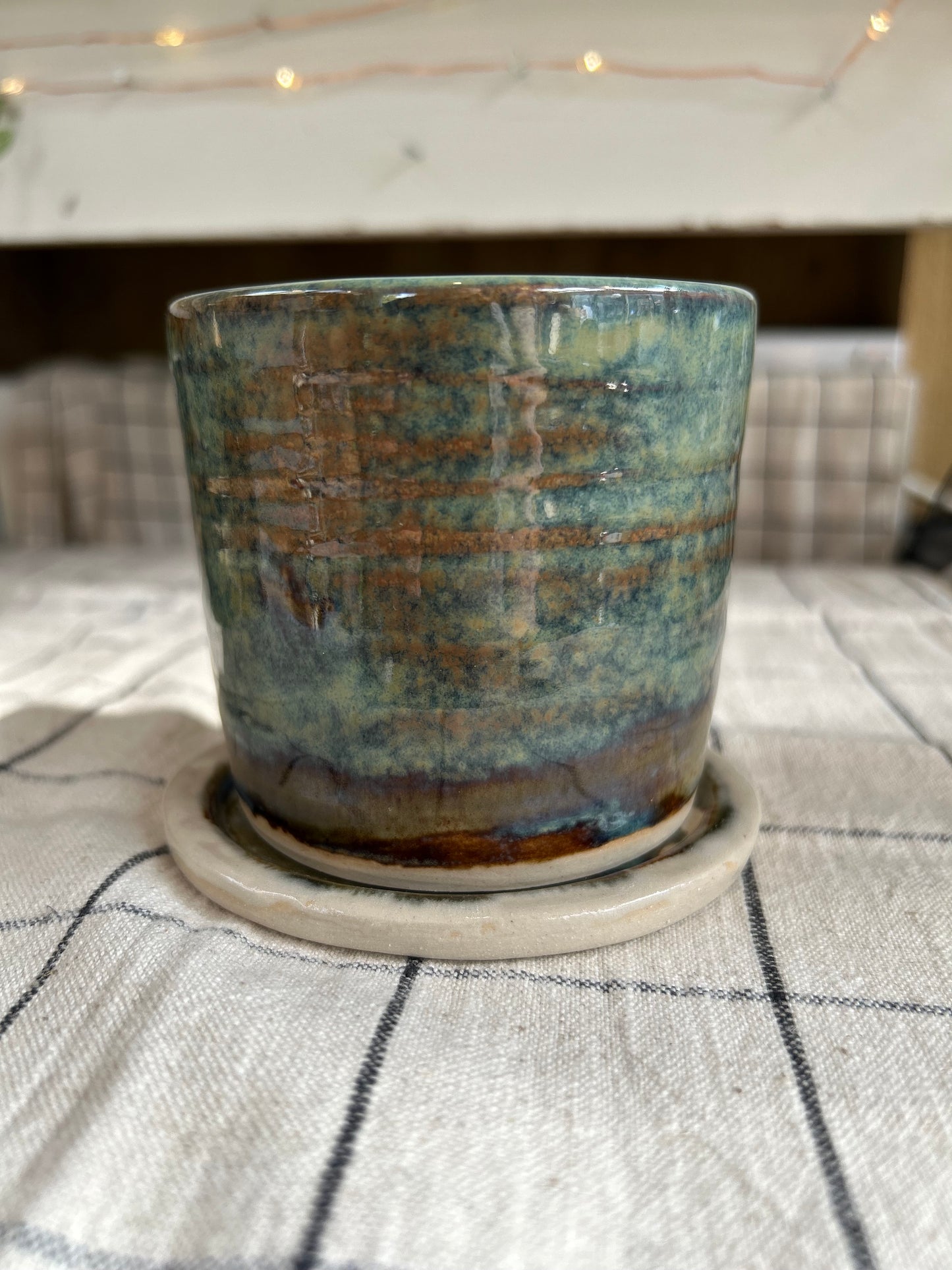 Copper Blue Green Toothbrush Holder