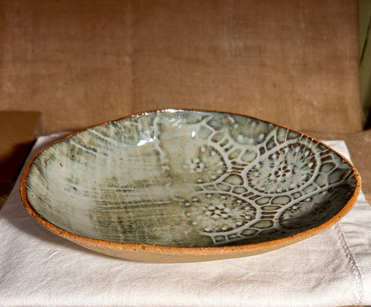 Grey Blue Oval Dish Plate