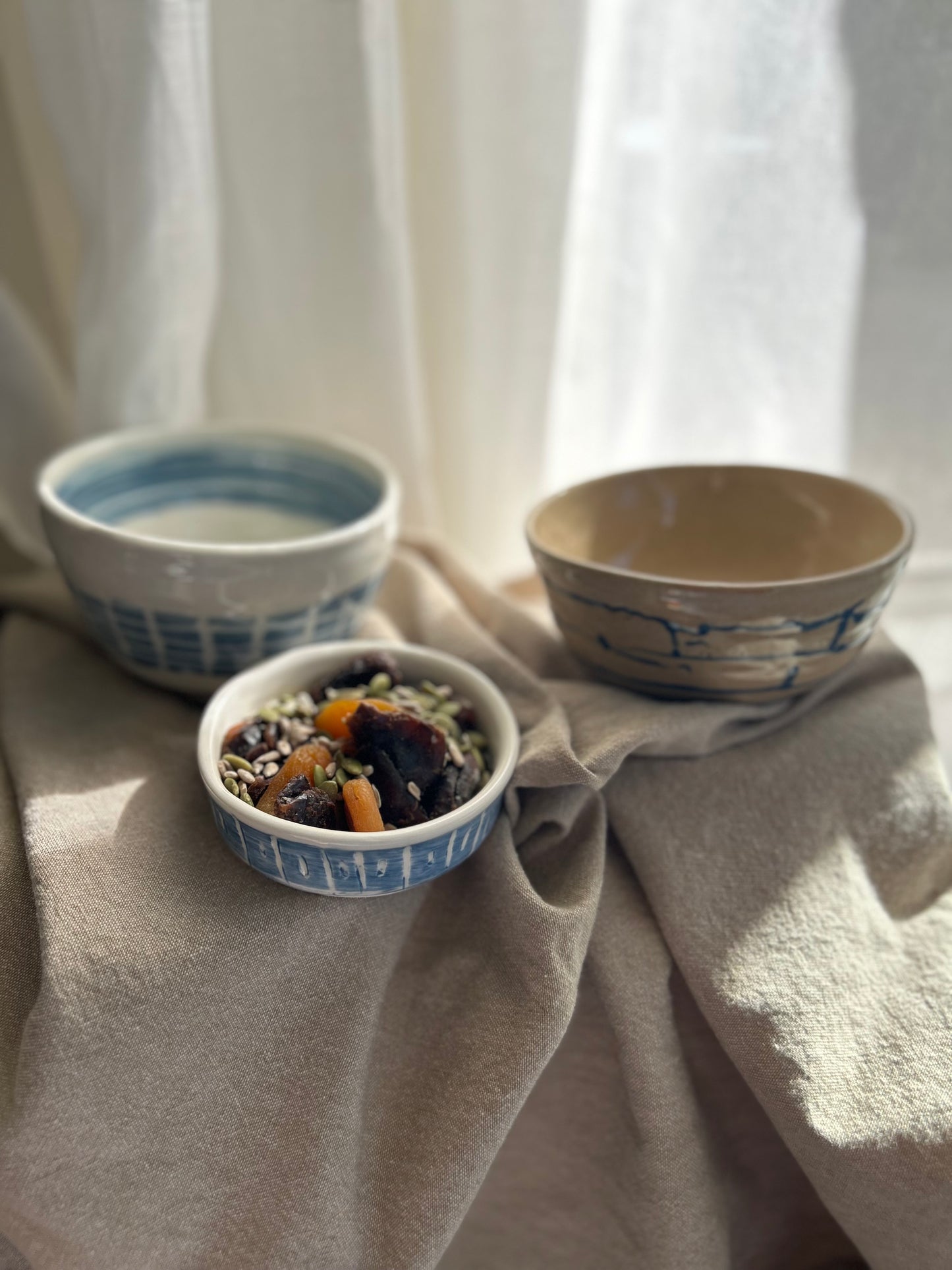 Small Dish Cat Food Bowl Blue and White