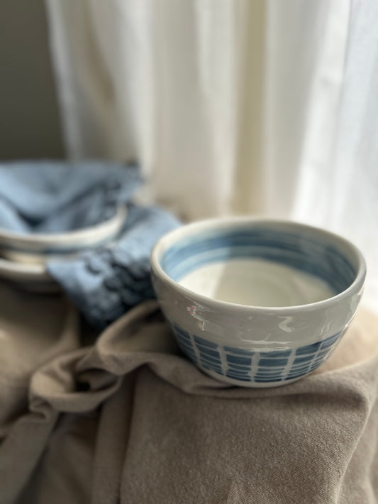 Blue and White Textured Bowl