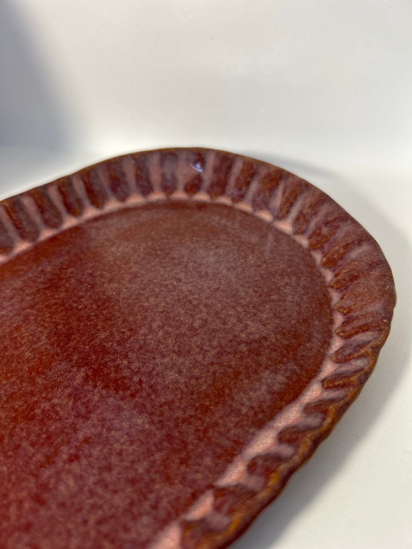 Crimped Pink Oval Plate