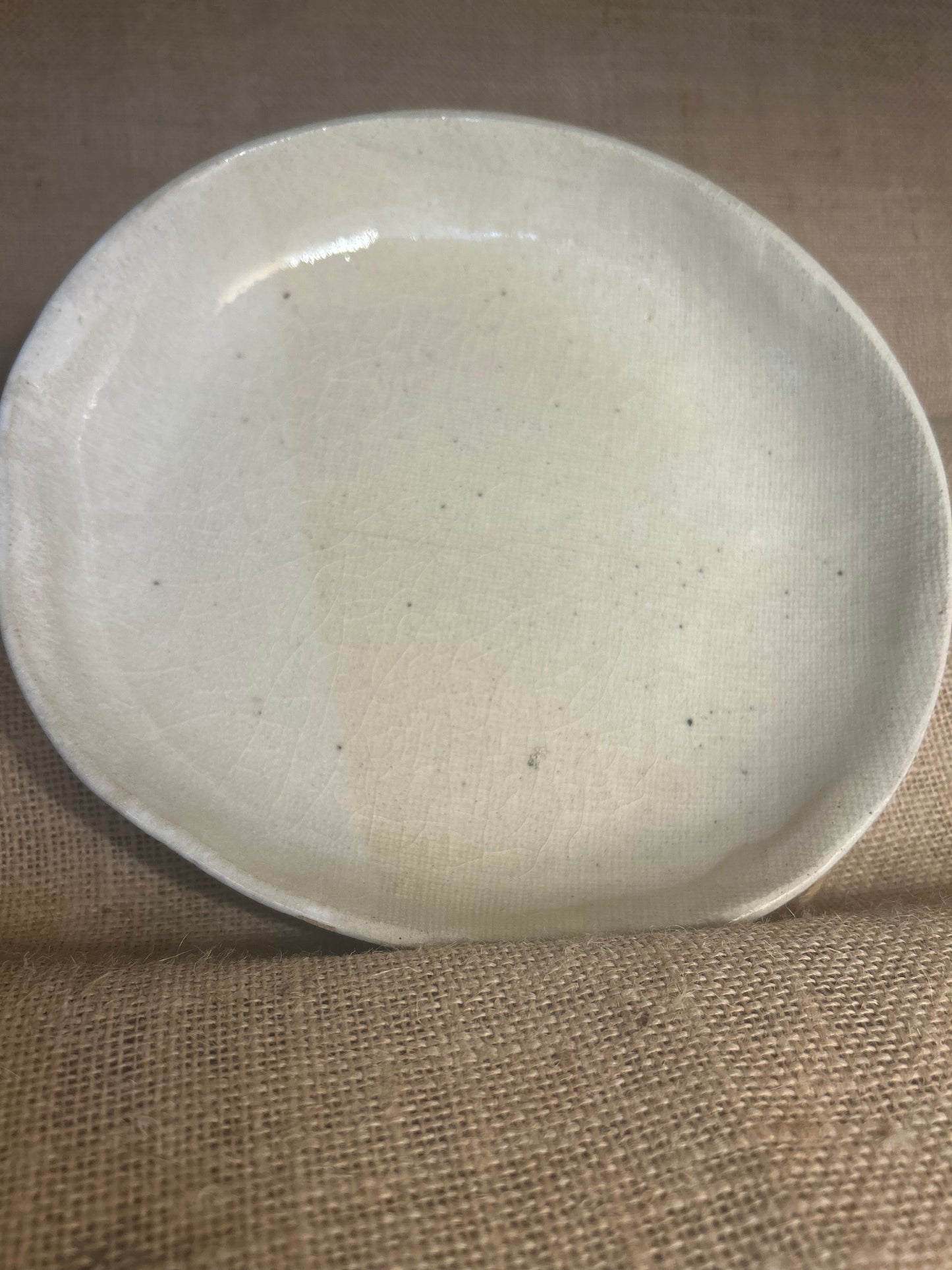 Cream Round and White Plate with Low Sides