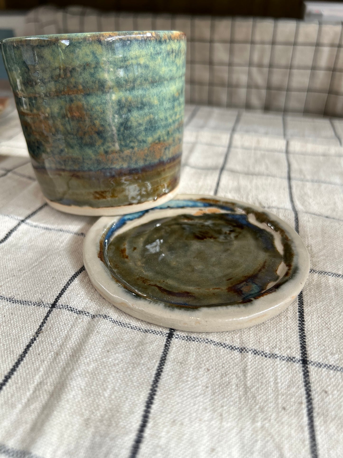 Copper Blue Green Toothbrush Holder
