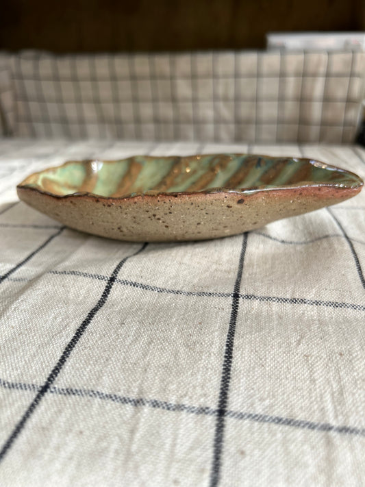 Soap Dish Green and Brown Tones with Drainholes