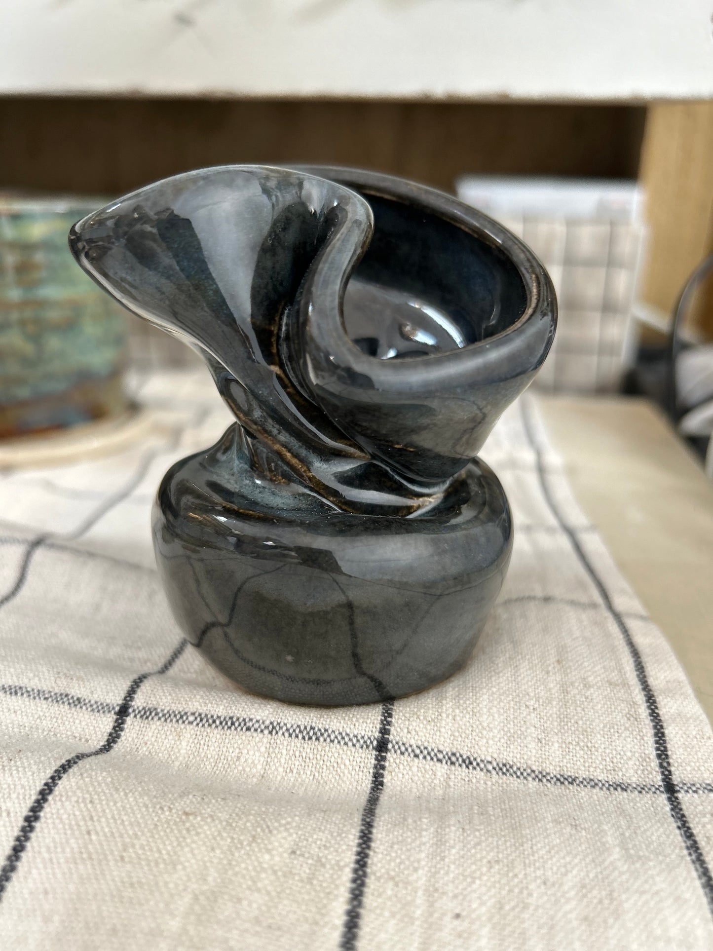 Dark Blue Twisted Vase