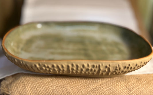 Copper Blue Large Oval Dish