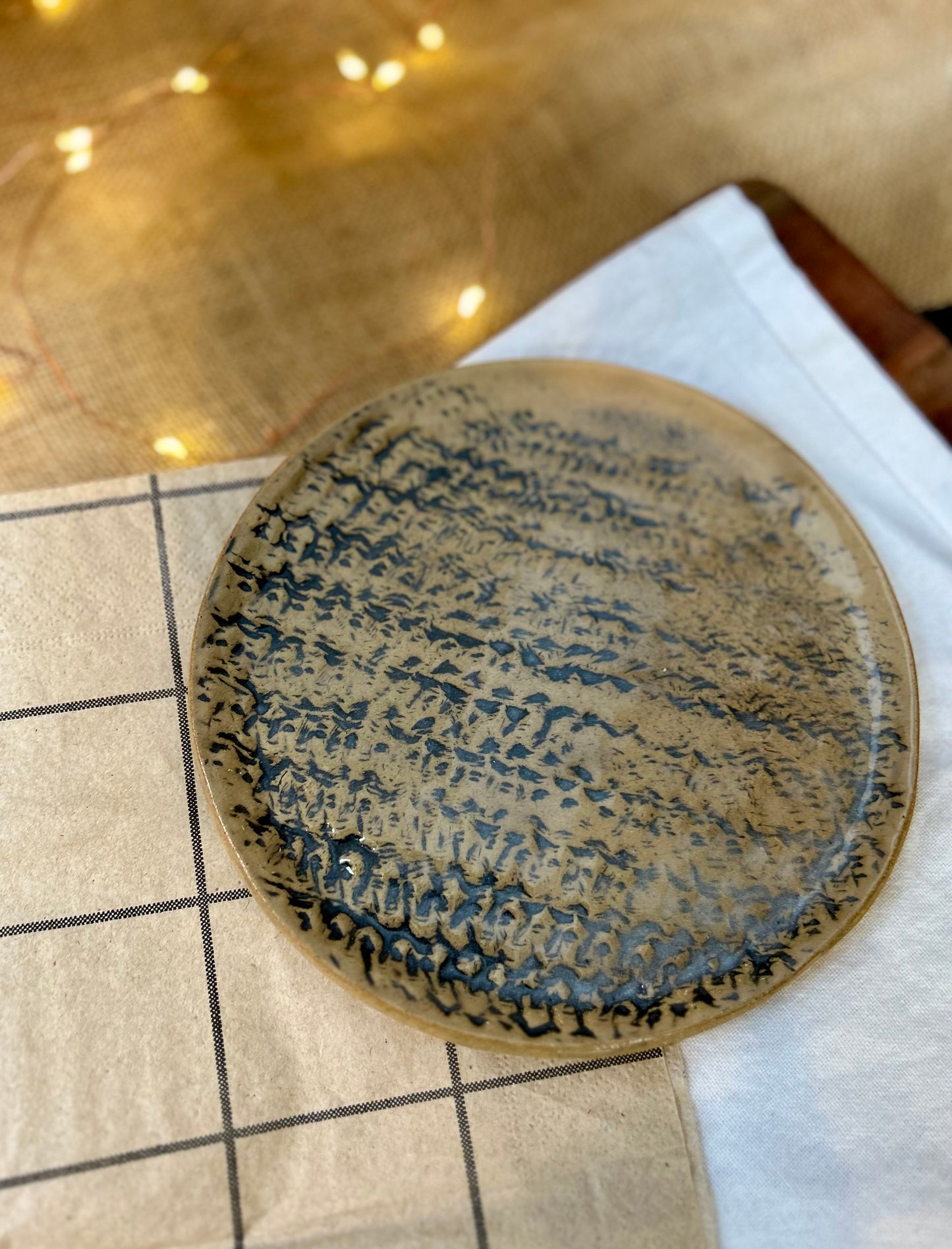 Brown Plate with Black Texture.