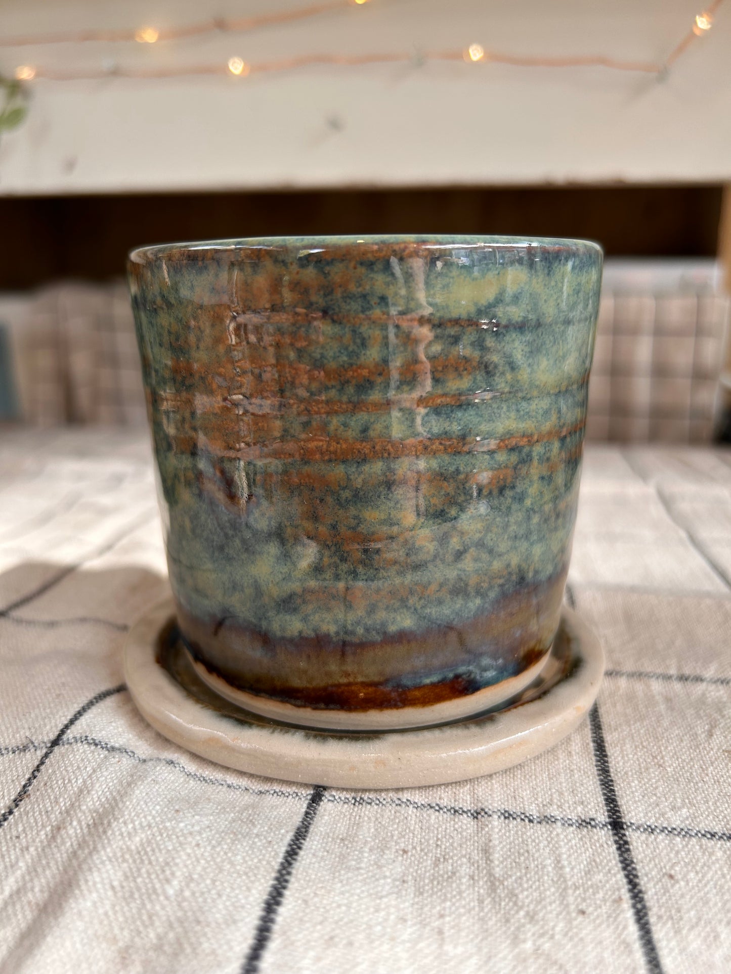 Copper Blue Green Toothbrush Holder