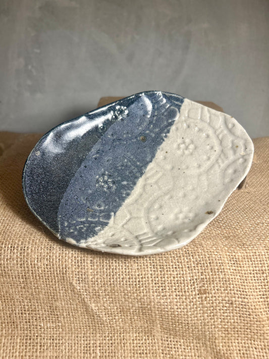 Blue and White Textured Plate