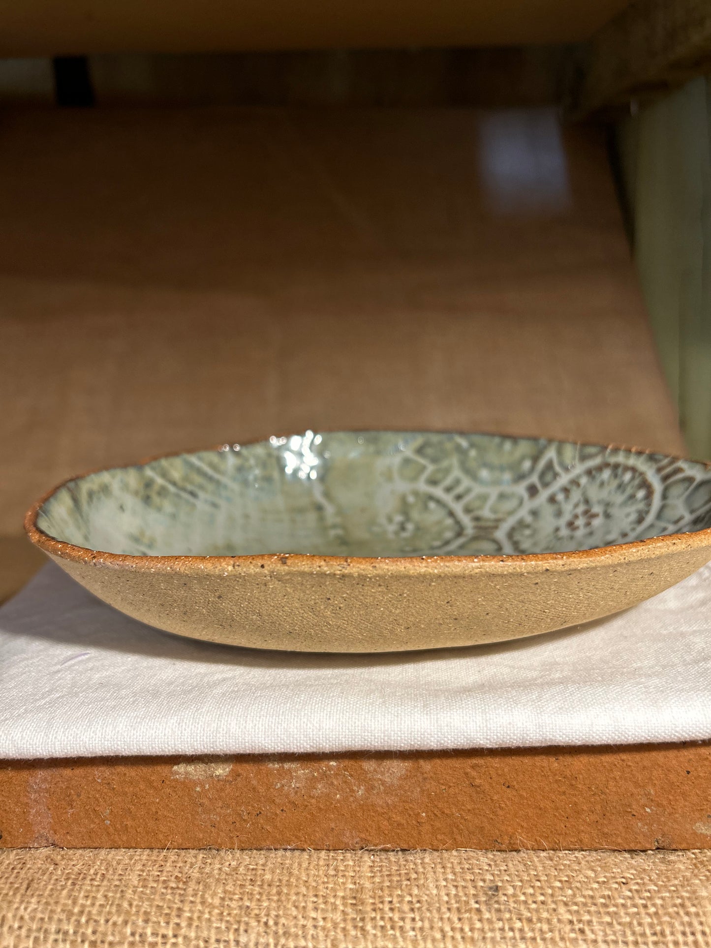 Grey Blue Oval Dish Plate
