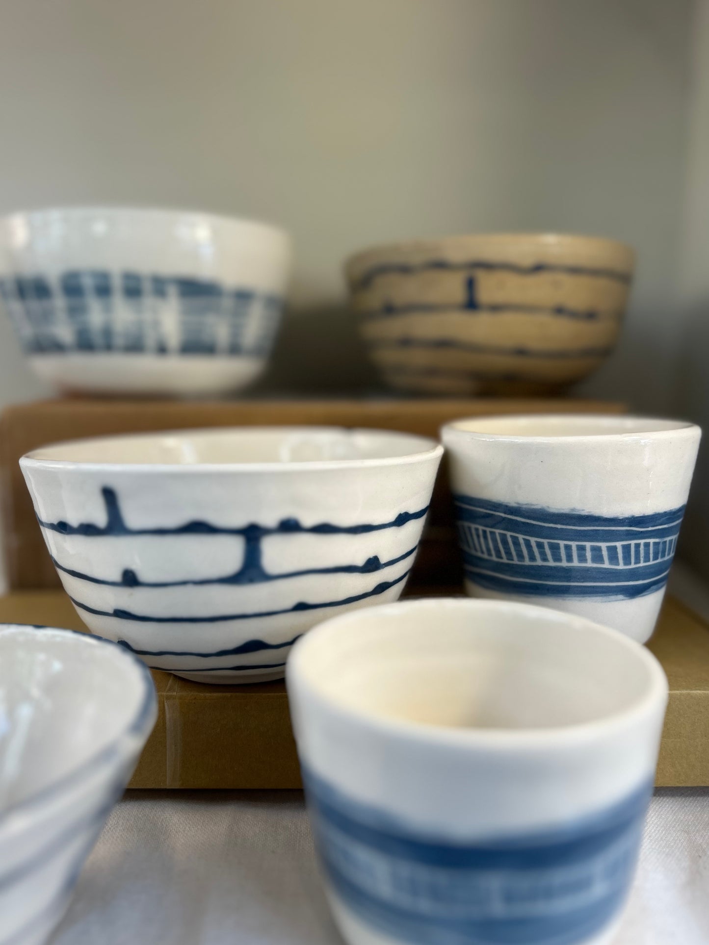 Blue and White Drip Bowl