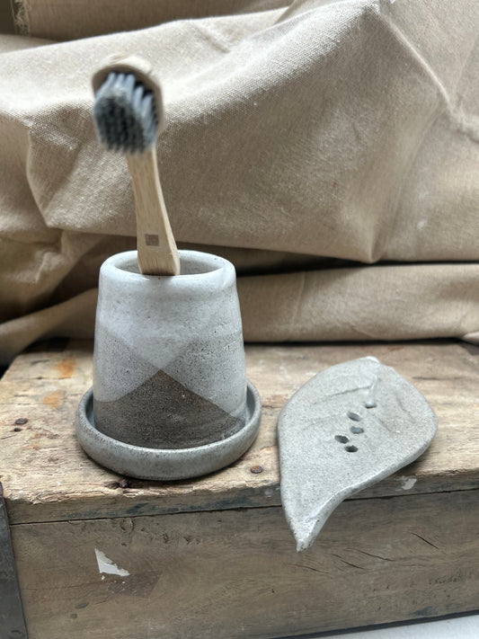 Toothbrush Holder Grey and White
