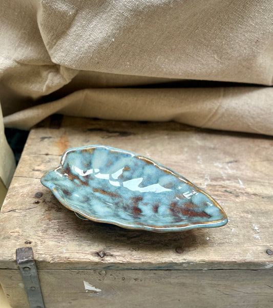 Soap Dish Blue and Copper with Feet