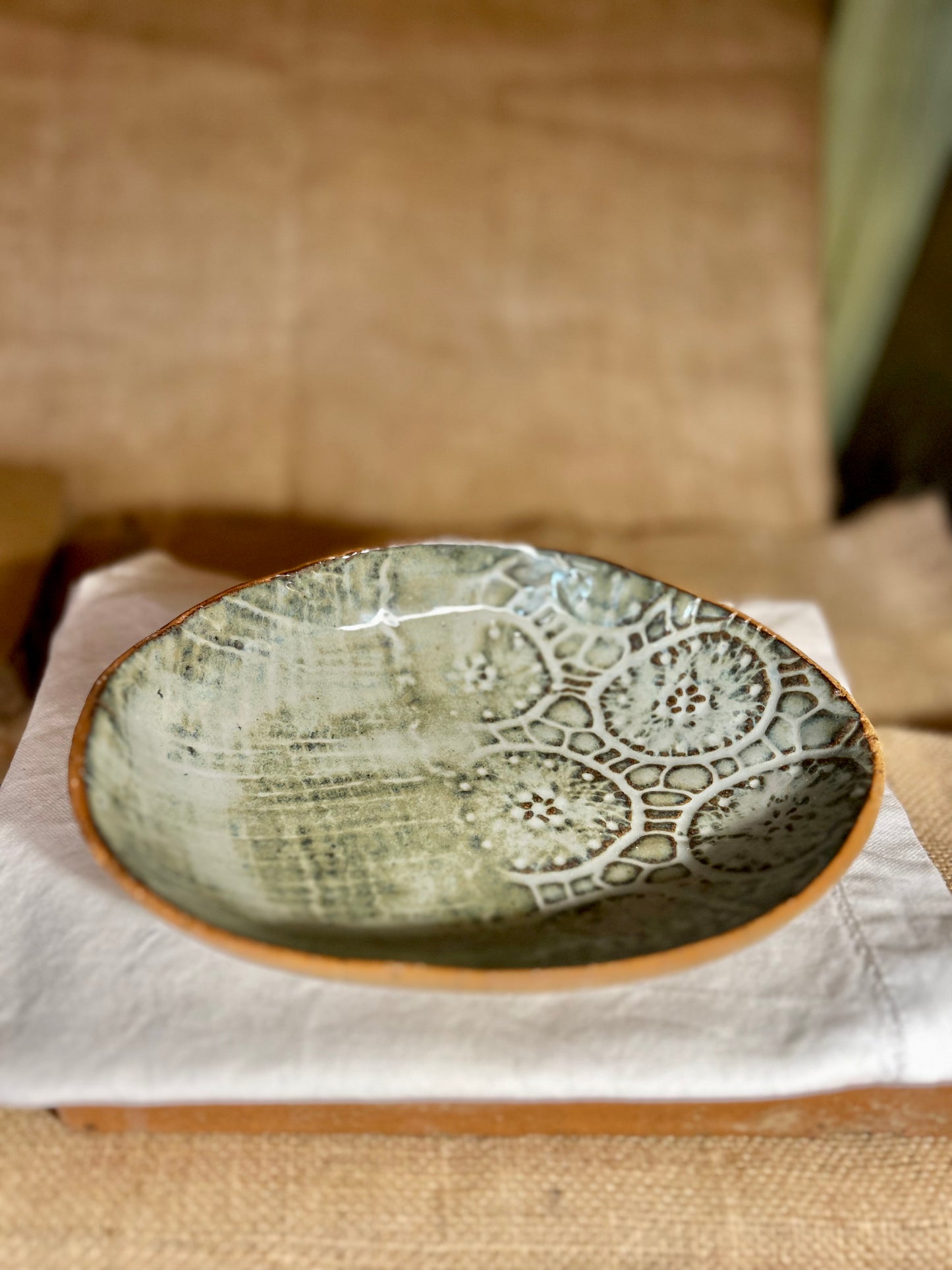 Grey Blue Oval Dish Plate