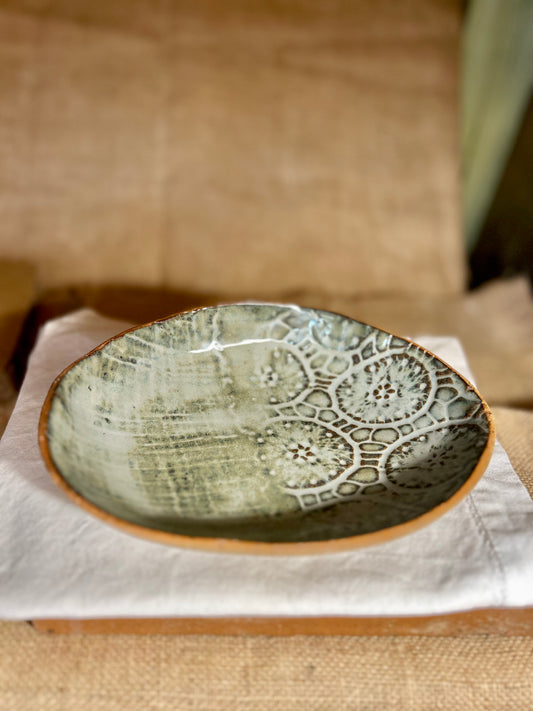 Grey Blue Oval Dish Plate