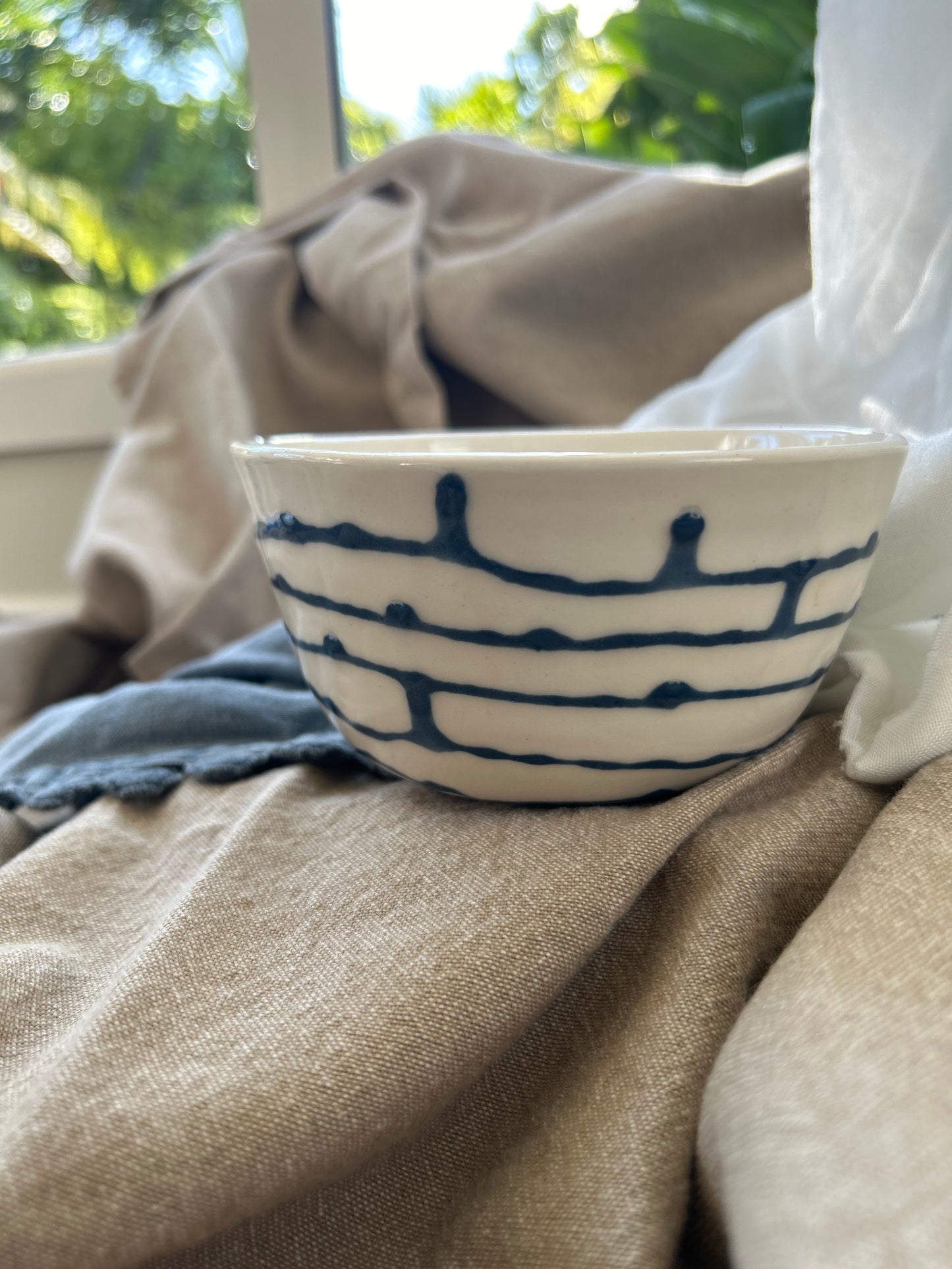 Blue and White Drip Bowl