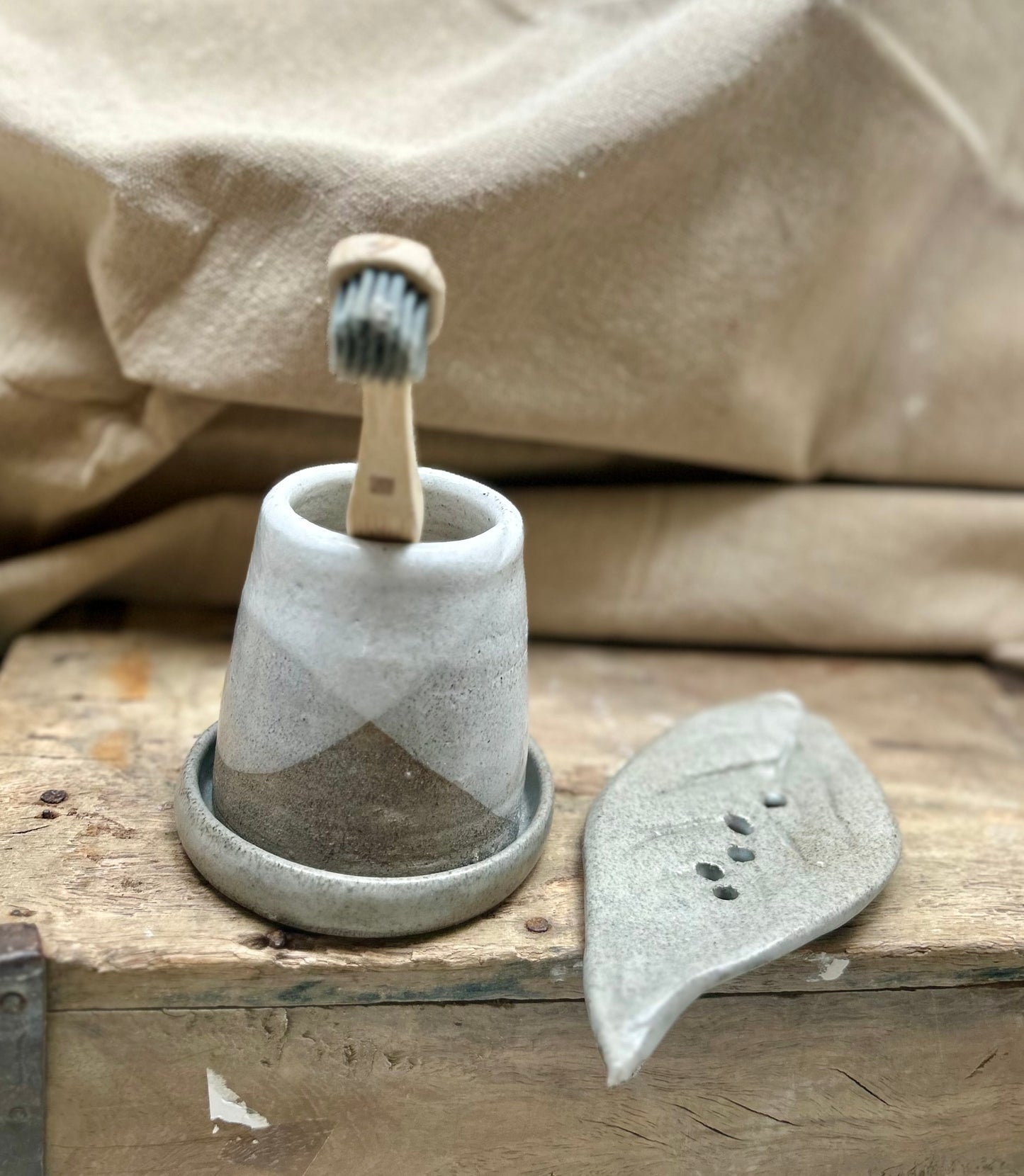 Toothbrush Holder Grey and White