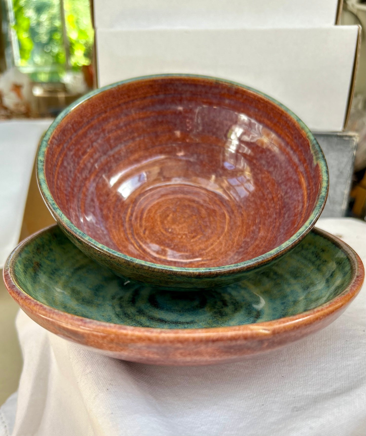 Copper Green and Pink Bowl