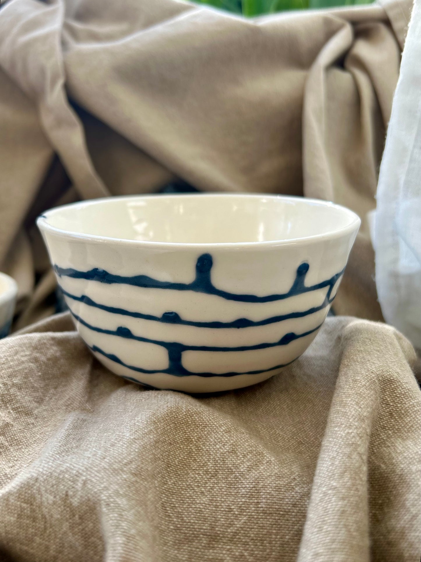 Blue and White Drip Bowl