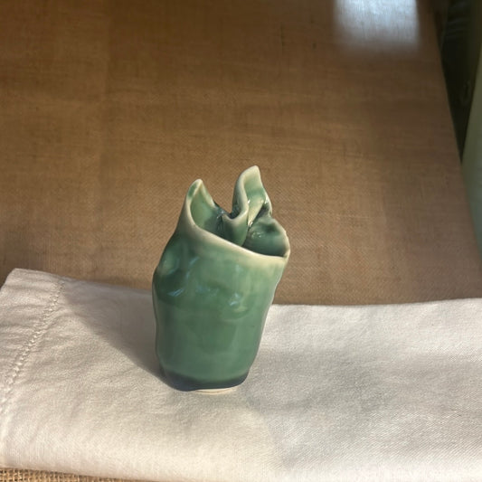 Twisted Green Wobbly Vase