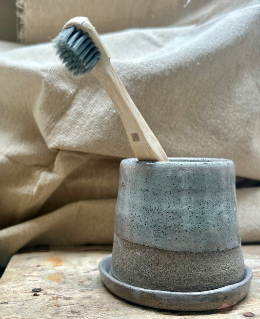 Toothbrush Holder Grey with Subtle Pink Tones