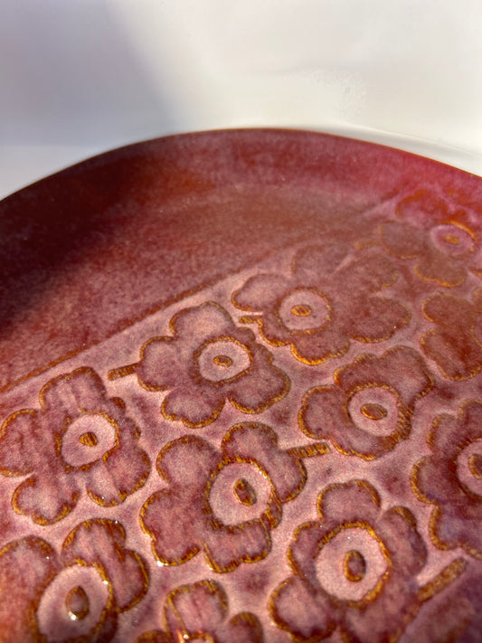 Large Round Pink Poppy Plate