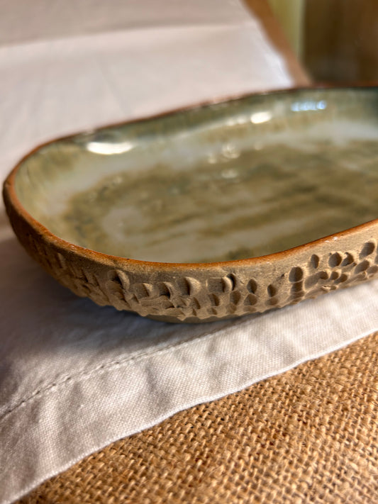 Copper Blue Large Oval Dish