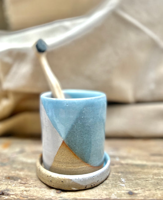 Toothbrush Holder White & Light Blue