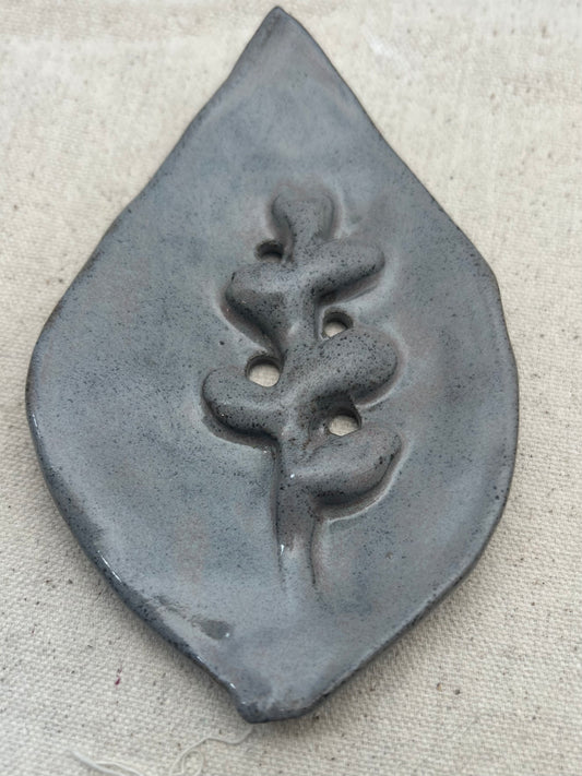 Soap Dish Grey and Pink Raised Tree Detail